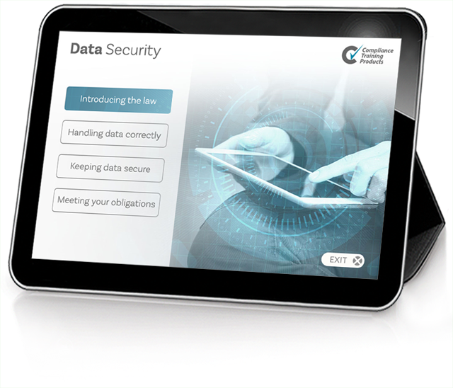 Product image showing data security online training screen