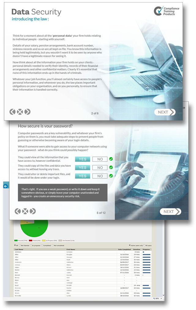 data security online training screens