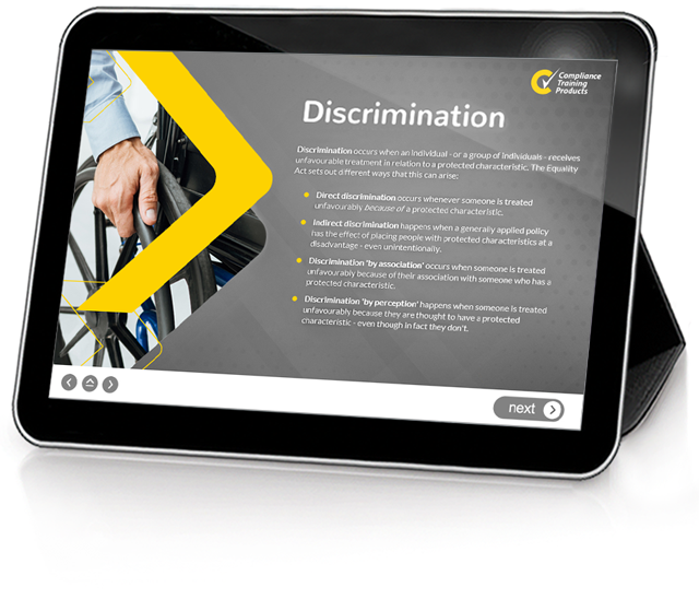Product image showing equality and diversity online training screen