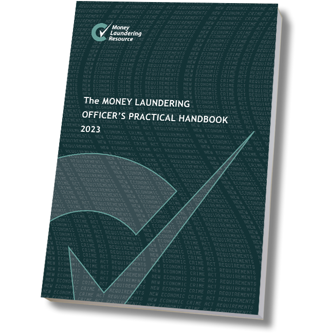 Product image showing money laundering officer's practical handbook